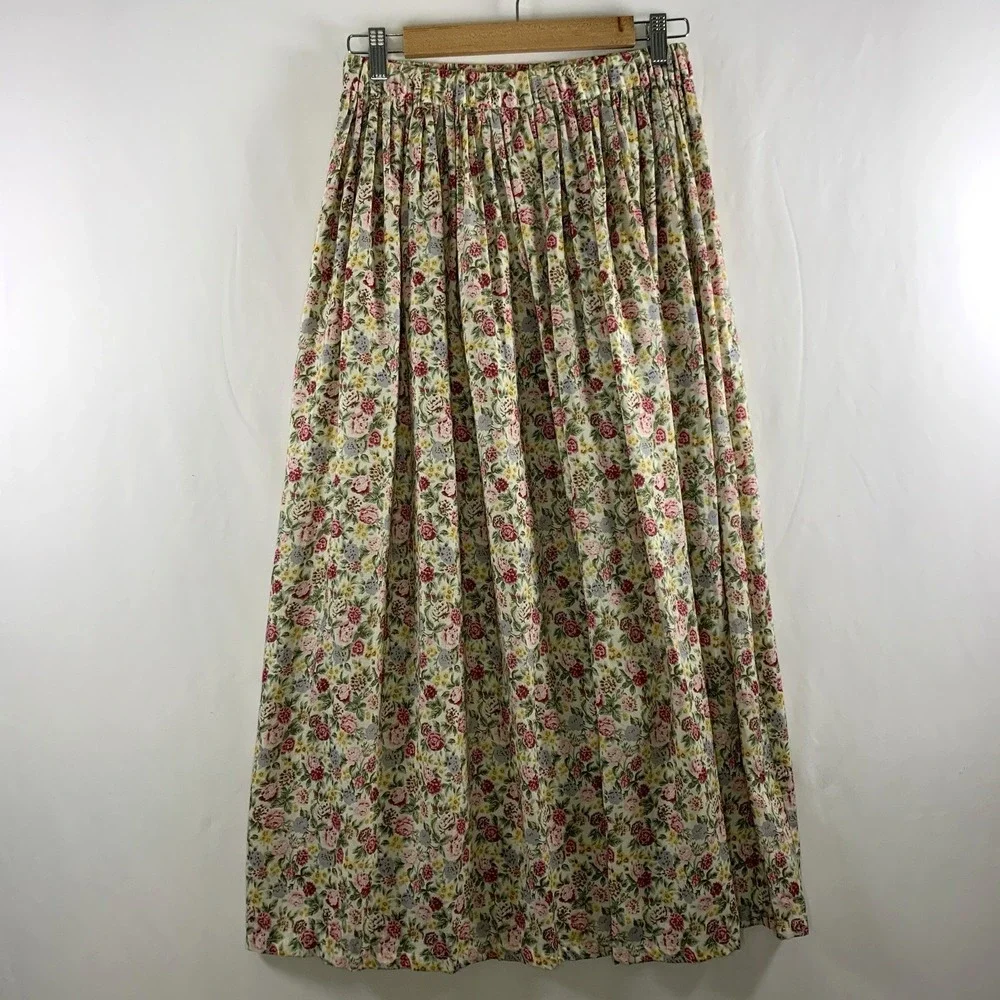 Susan Bristol Womens Dainty Ditsy Floral Maxi Skirt S/M Cottage Country Prairie